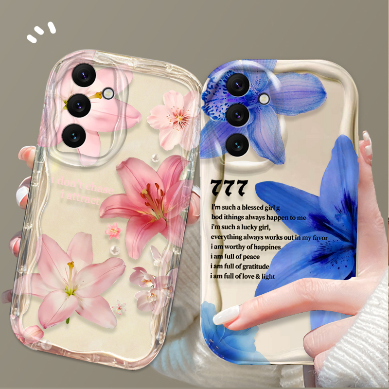 Samsung Galaxy A55 - Schöne Rosa Lilien-Muster Handyhülle für Samsung