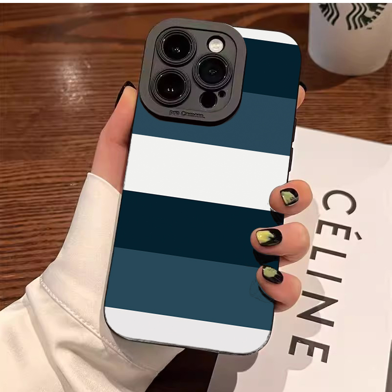 Samsung Galaxy A55 - Blau-Weiß Gestreiftes Muster Handyhülle für Samsung