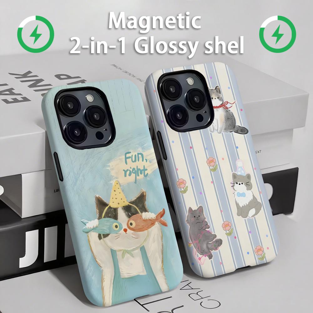 Apple Iphone 16 - Niedliche Katzen und Hunde Handyhülle Magnetisch