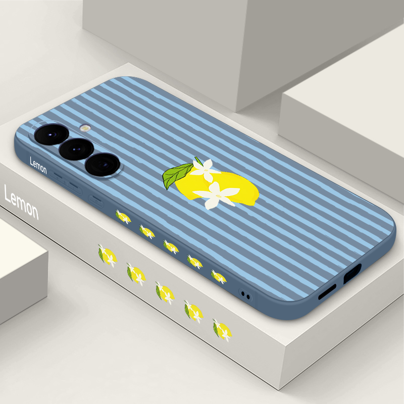 Samsung Galaxy A55 - Gestreifte Zitronen-Print TPU Handyhülle für Samsung
