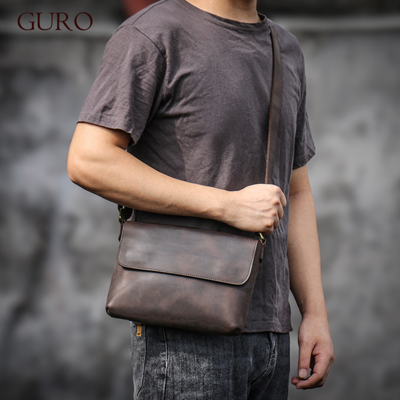 Tablet Shoulder Bag - Guro Vintage Echt leder Umhängetasche Männer