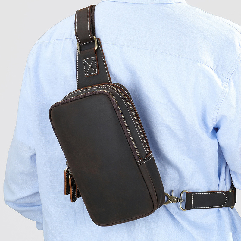 Tablet Shoulder Bag - Echtes Leder männer Brust Tasche Frauen