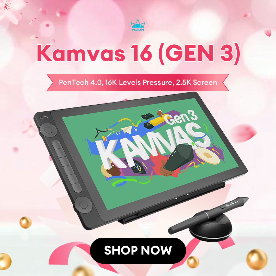 Huion Tablet Accessories - Huion Kamvas 16 (Gen 3) Grafiktablett-Monitor,